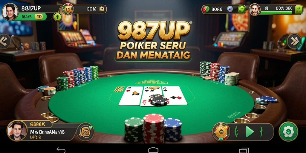 Screenshot menunjukkan gameplay poker yang intens dan menyenangkan.