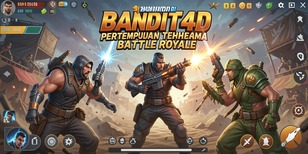 Screenshot permainan BANDIT4D menampilkan tindakan mendebarkan Battle Royale.