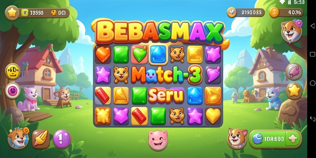 Gameplay BEBASMAX yang penuh warna dan seru.