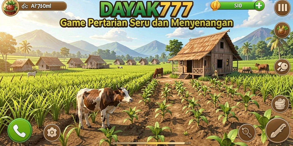 Screenshot menunjukkan gameplay menarik dari DAYAK777 dengan manajemen pertanian.