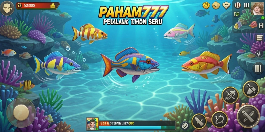Tampilan gameplay PAHAM777 dengan aksi Tembak Ikan yang seru.