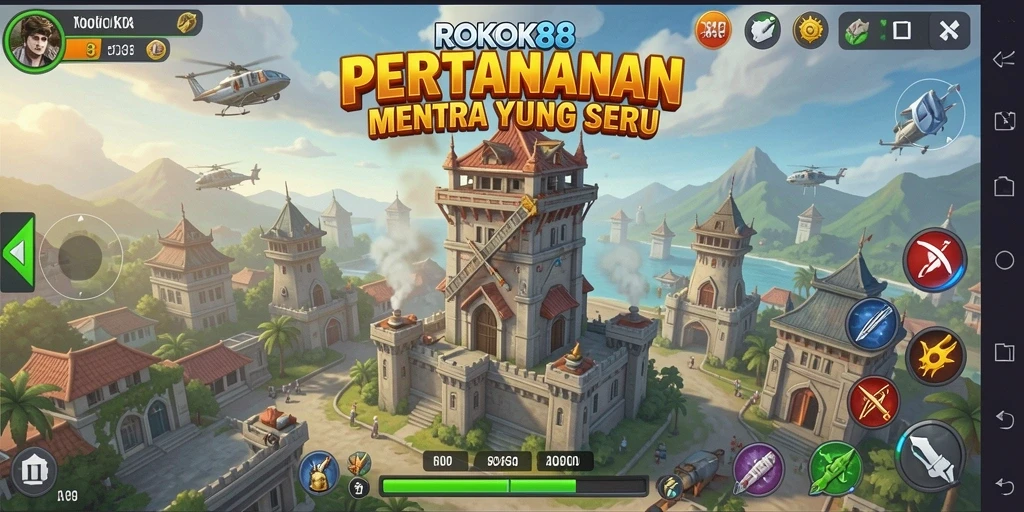 Tampilan gameplay ROKOK88 dengan strategi Tower Defense yang menarik.