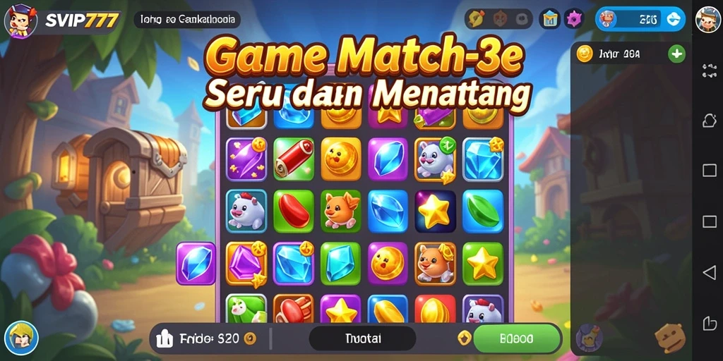 Tangkapan layar gameplay SVIP777 yang menampilkan keseruan mencocokkan elemen warna-warni.